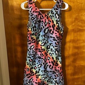 Kids Rainbow Leopard Print Dance Leotard